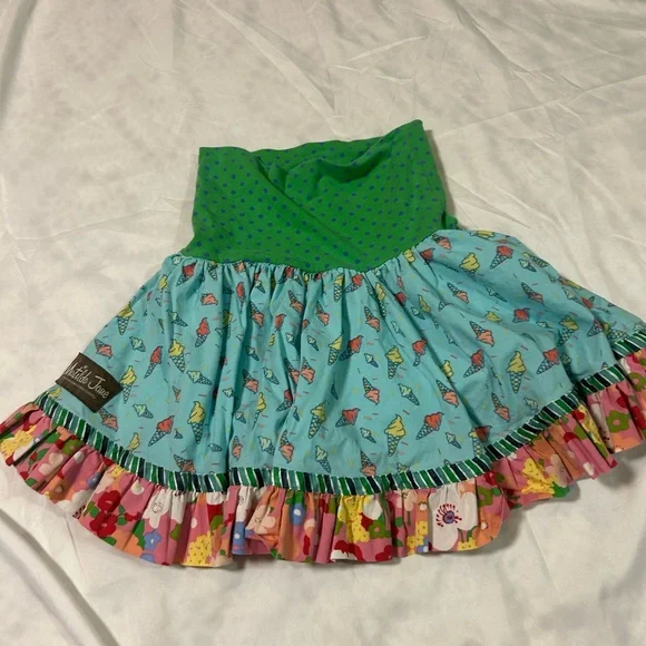 Matilda Jane Ice Cream Cone Skirt Blue Green Polka Dot Girls Size 4 - Picture 2 of 4